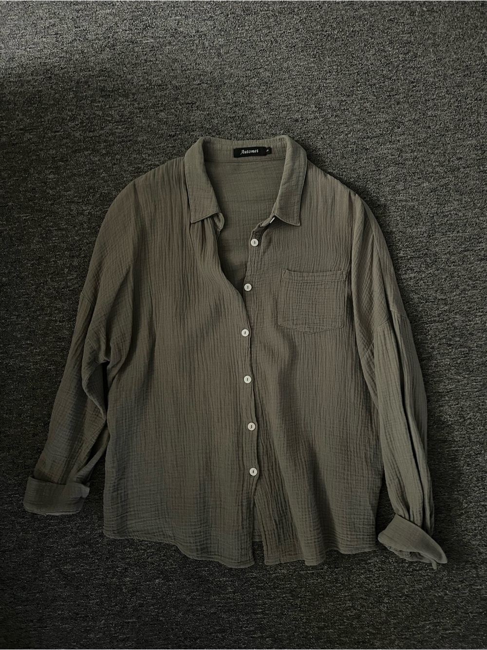 Unbranded Women's Olive Green Button-Up Gauze Shirt